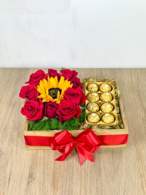 rosas con chocolates
