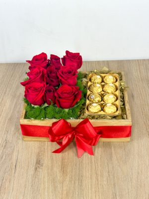 rosas con chocolates