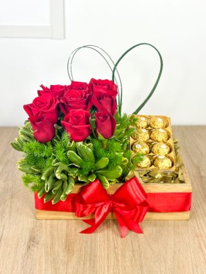 rosas con chocolates